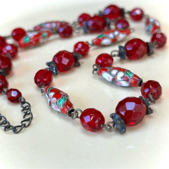 Vintage Cloisonné beaded necklace - Picture 5 of 7